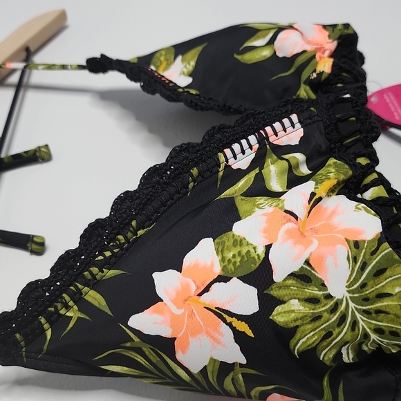 Xhilaration floral boho tie back swim bikini top size Large - Picture 2 of 6